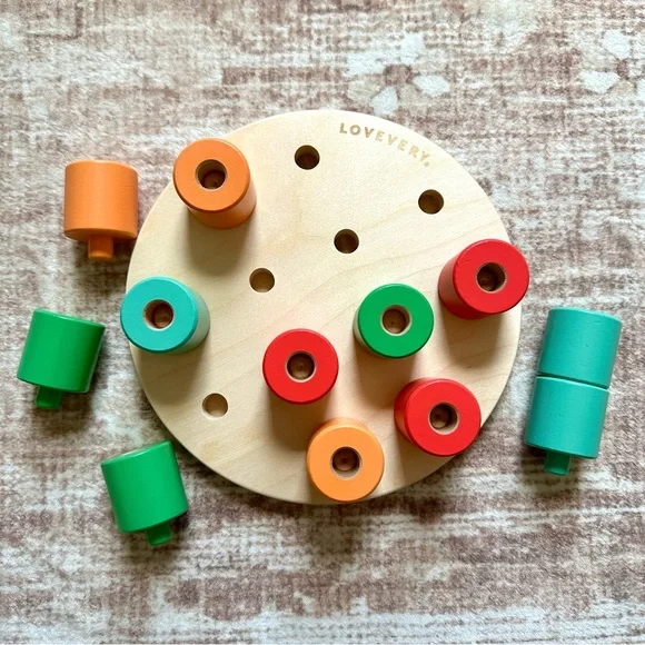 Lovevery Wooden Peg Stacking Board from “The Adventurer” kit, 16-18 months *EUC* - Picture 2 of 6